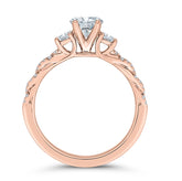 14 Karat Rose Gold Diamond 3 Stone Engagement Ring- Special Order Only
